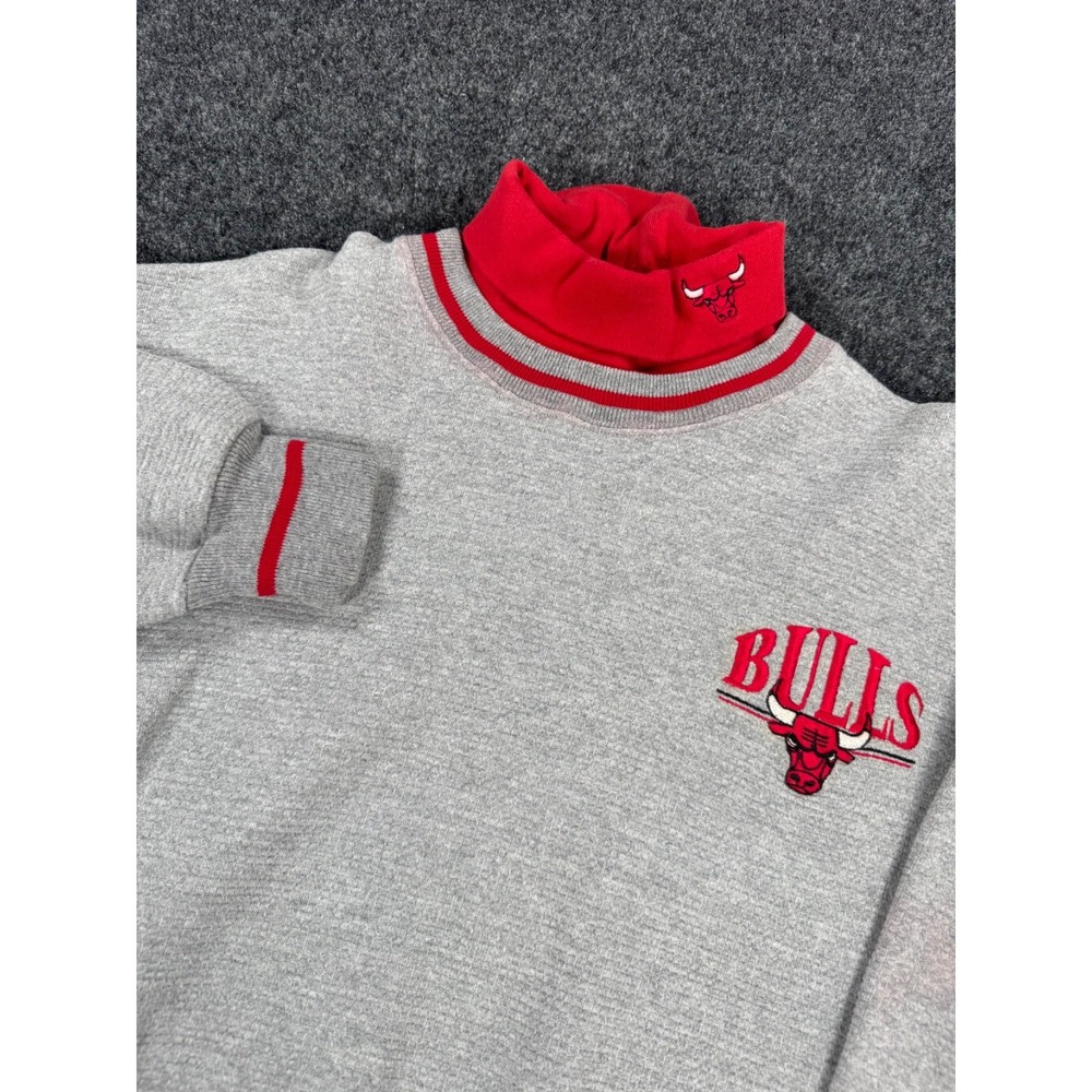 VTG 90s Chicago Bulls Turtleneck Sweatshirt Mens L Gray Red NBA Legends USA
